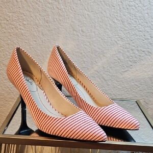 Striped Red and White Women's Heels